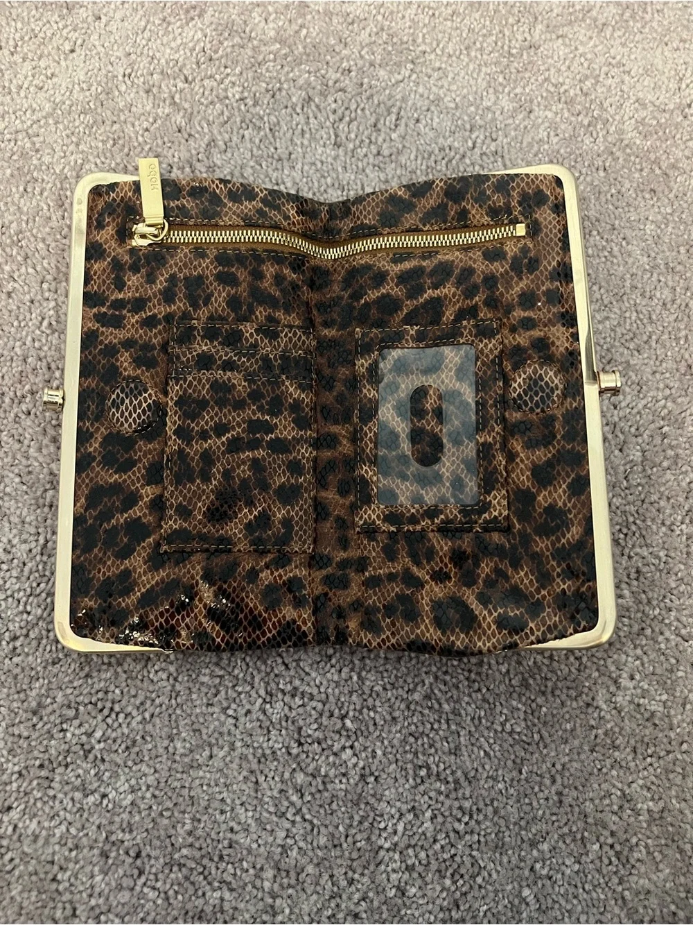 HOBO Leopard Print Clutch Wallet with Gold Trim - Picture 3 of 4